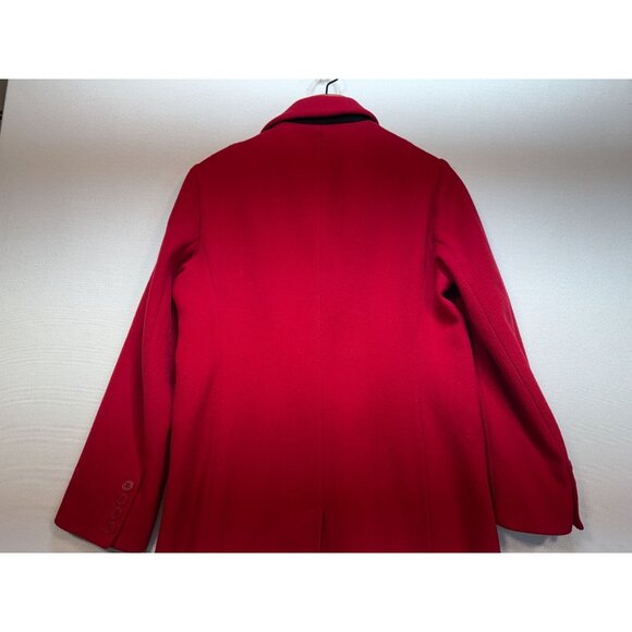 Anne Klein Lambswool Long Coat Womens 8 Red Button Front Winter Collared Casual - Picture 8 of 12